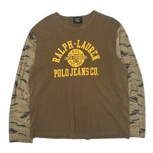 Vintage Polo Jeans Co Ralph Lauren Camo Sleeve Long Sleeve XL